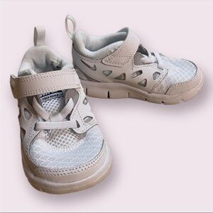 Nike Free White Sneakers, Velcro Clasp, Size 6C